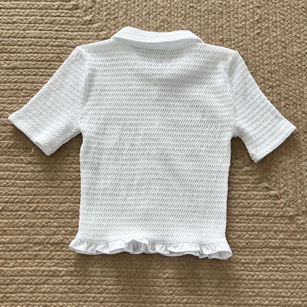 LOFT Ladies Textured White Button-Down Shirt - Picture 10 of 10